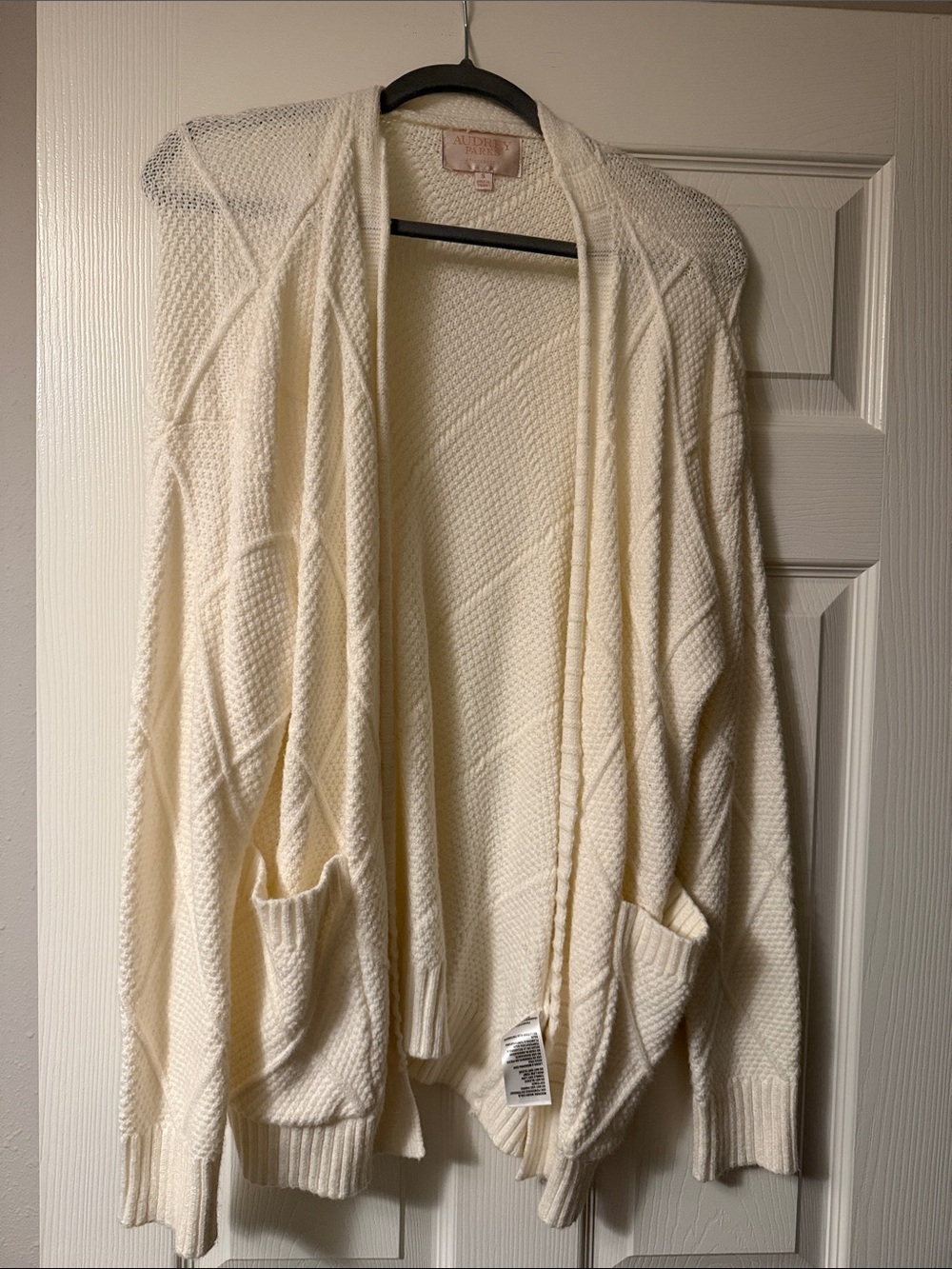 Altar'd State Cream Open-Front Textured Knit Cardigan